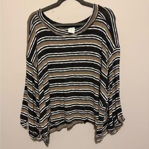By Together Striped Shirt - Black, White, Tan